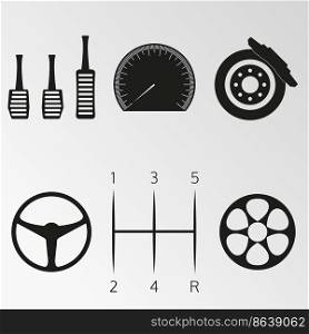 Set of objects on the theme of car, details. Vector illustration on the theme car, details