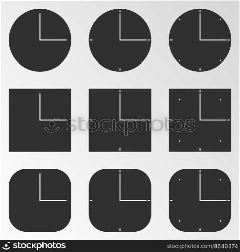 Set of objects on the theme of clock. Vector illustration on the theme clock