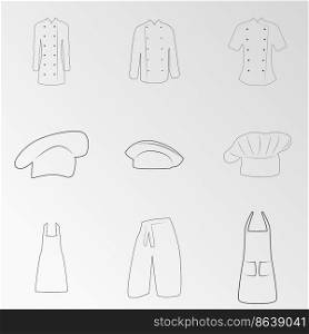 Set of objects on the theme of Cook uniform. Vector illustration on the theme Cook uniform