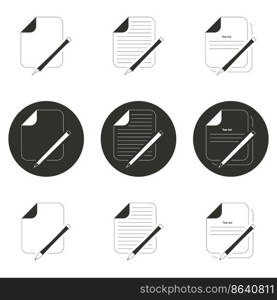 Set of objects on the theme of document and pen. Vector illustration on the theme document and pen