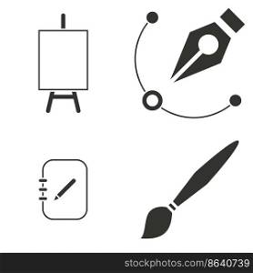 Set of objects on the theme of draw icons. Vector illustration on the theme draw icons