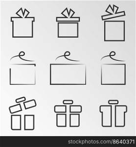 Set of objects on the theme of gift, box. Vector illustration on the theme gift, box