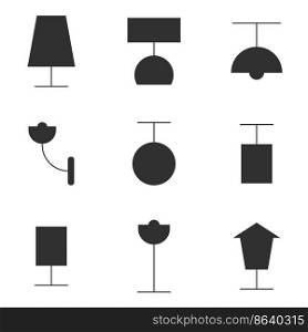 Set of objects on the theme of lamp icons. Vector illustration on the theme lamp icons
