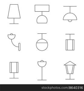 Set of objects on the theme of lamp icons. Vector illustration on the theme lamp icons