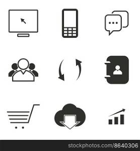 Set of objects on the theme of media and communication icons. Vector illustration on the theme media and communication icons