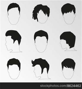 Set of objects on the theme of Men’s hairstyles. Vector illustration on the theme Men’s hairstyles
