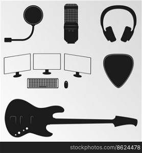 Set of objects on the theme of musical instruments. Vector illustration on the theme musical instruments