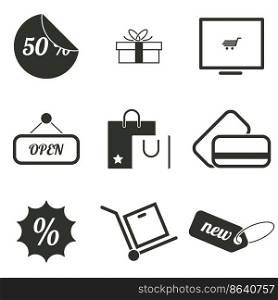 Set of objects on the theme of shop. Vector illustration on the theme shop