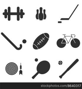 Set of objects on the theme of sport, game. Vector illustration on the theme sport, game