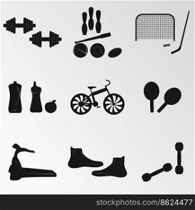 Set of objects on the theme of sport. Vector illustration on the theme sport