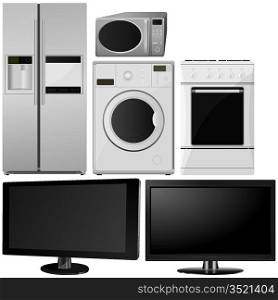 set of of household appliances. vector