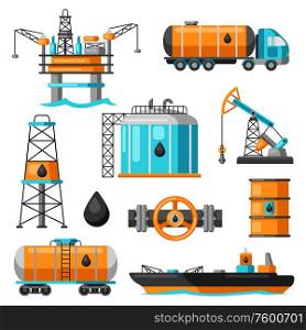 Set of oil and petrol icon. Industrial and business illustration.. Set of oil and petrol icon.