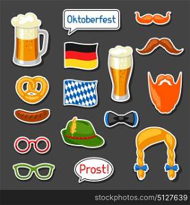 Set of Oktoberfest photo booth stickers. Accessories for festival and party. Set of Oktoberfest photo booth stickers. Accessories for festival and party.