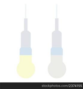 Set of on and off light bulbs. Light bulbs vector isolated illustration
