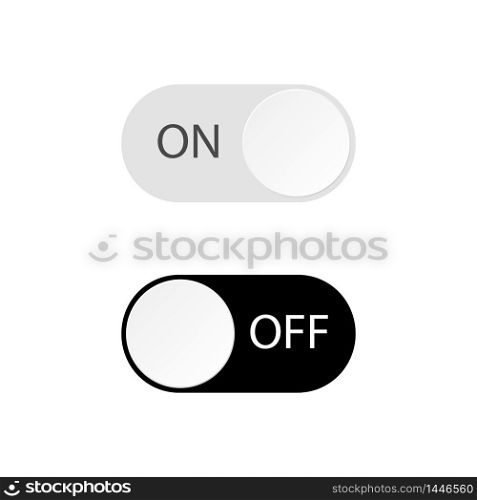 Set of On and Off toggle switch buttons.Black and white switch buttons set.Toggle slide for mobile app, social media. vector eps10. Set of On and Off toggle switch buttons.Black and white switch buttons set.Toggle slide for mobile app, social media. vector