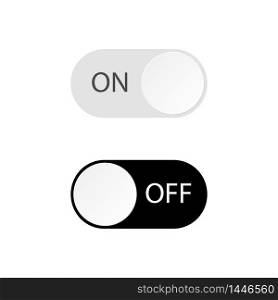 Set of On and Off toggle switch buttons.Black and white switch buttons set.Toggle slide for mobile app, social media. vector eps10. Set of On and Off toggle switch buttons.Black and white switch buttons set.Toggle slide for mobile app, social media. vector