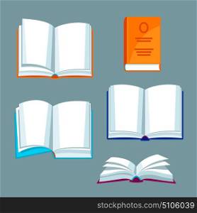 Set of open books. Illustrations for education and school. Set of open books. Illustrations for education and school.