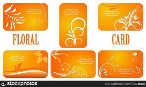 Set of orange autumn business cards