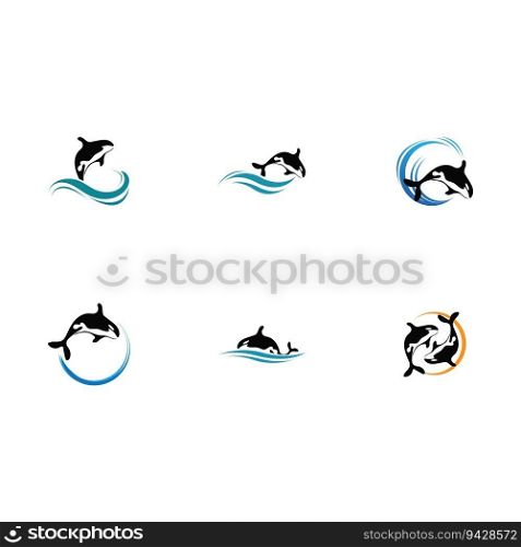 set of  Orca Logo Vector Illustration On Trendy Design.