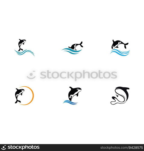 set of  Orca Logo Vector Illustration On Trendy Design.