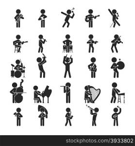 Set of orchestra , Musician character , Human pictogram Icons , eps10 vector format