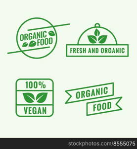 set of organic food labels in line style