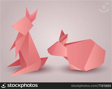 Set of origami paper rabbits separately from the background. Vector element for your design. Set of origami paper rabbits separately from the background. Vec