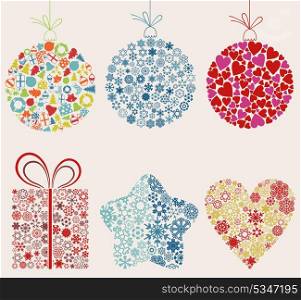 Set of ornaments for Christmas. A vector illustration