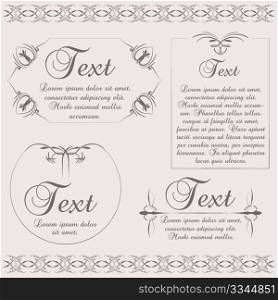 Set of ornate frames and ornaments with sample text
