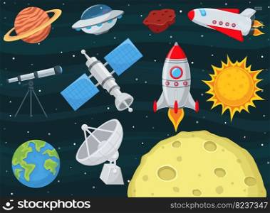 Set of outer space object cartoon