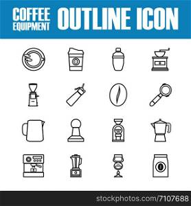 set of outline coffee icon, isolated on white background