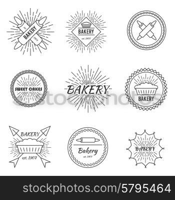 Set of outline emblems bakery cake pastry business. Set of outline emblems