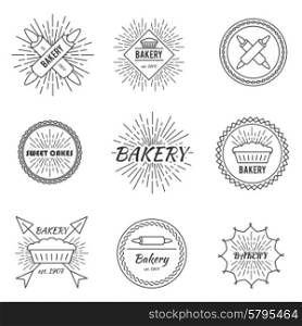 Set of outline emblems bakery cake pastry business. Set of outline emblems
