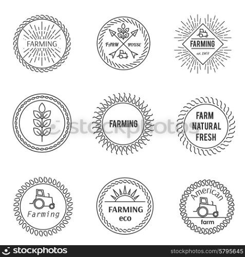 Set of outline emblems farm fresh vintage design. Set of outline emblems