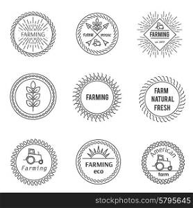 Set of outline emblems farm fresh vintage design. Set of outline emblems