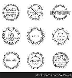Set of outline emblems for restaurant meny grill cafe bar. Set of outline emblems