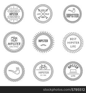 Set of outline emblems hipster life style. Set of outline emblems