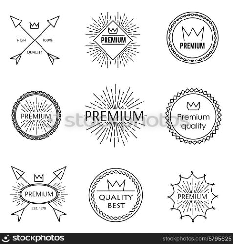 Set of outline emblems premium best quality crown design. Set of outline emblems