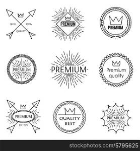 Set of outline emblems premium best quality crown design. Set of outline emblems