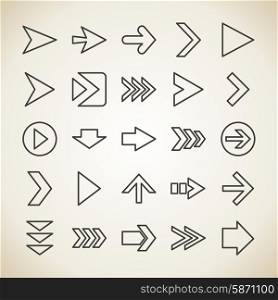Set of outline icons arrows. Vector illustration