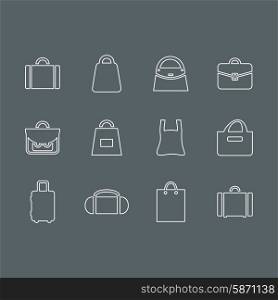 Set of outline icons bags. Vector illustration
