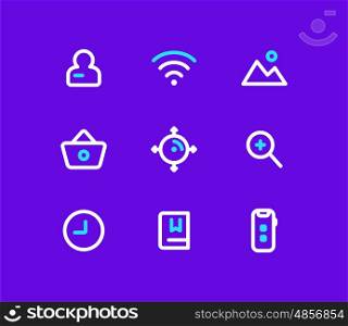 Set of outline icons. Vector illustration