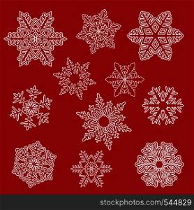 Set of outline snowflakes.Perfect for Christmas decorations.Vector illustration