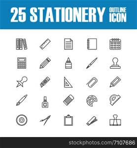 set of outline stationery icon