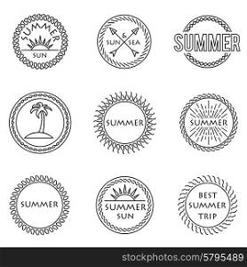 Set of outline summer stamp emblem retro design. set of stamp