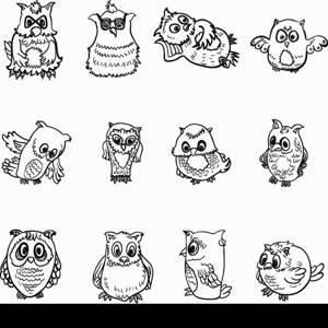 Set of owl in many character