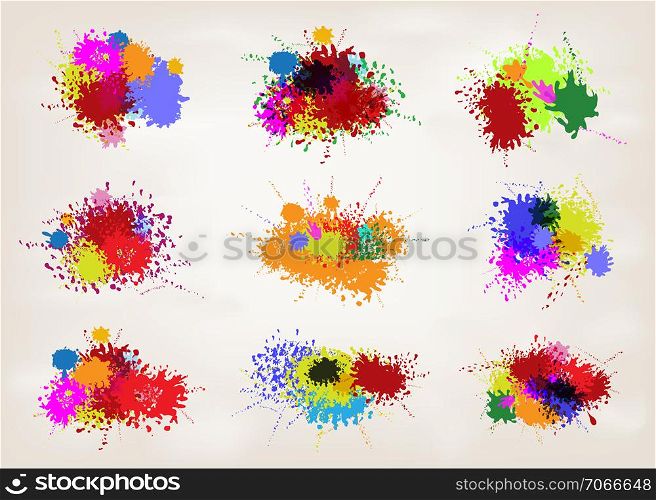 set of paint splashes design, colorful abstract. vector illustration