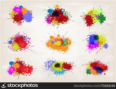 set of paint splashes design, colorful abstract. vector illustration