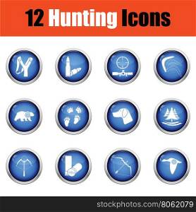 Set of painting icons. Glossy button design. Vector illustration.