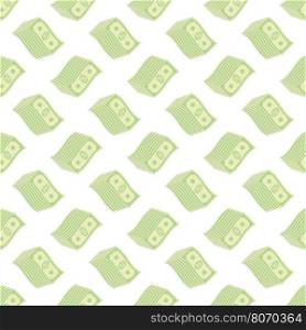 Set of Paper Dollars Seamless Pattern on White Background. American Banknotes. Cash Money. US Currency. Set of Paper Dollars Seamless Pattern